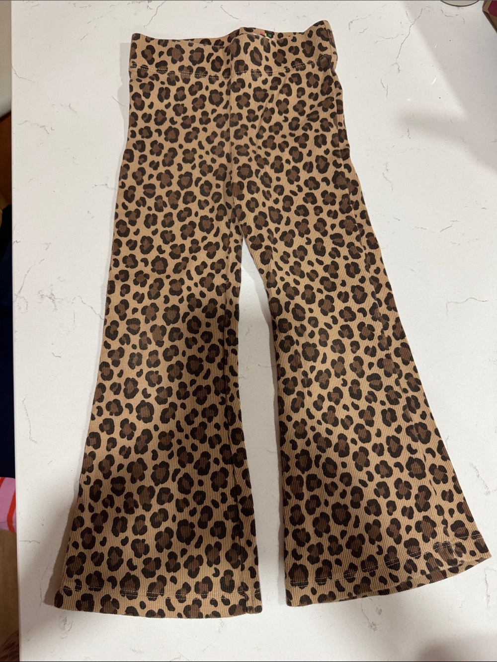 Mini Boden Tan and Brown Leopard Flared Leggings
